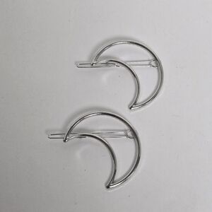 Elegant Silvertone Crescent Moon Hair Clips 2 1/2"X2 1/4"